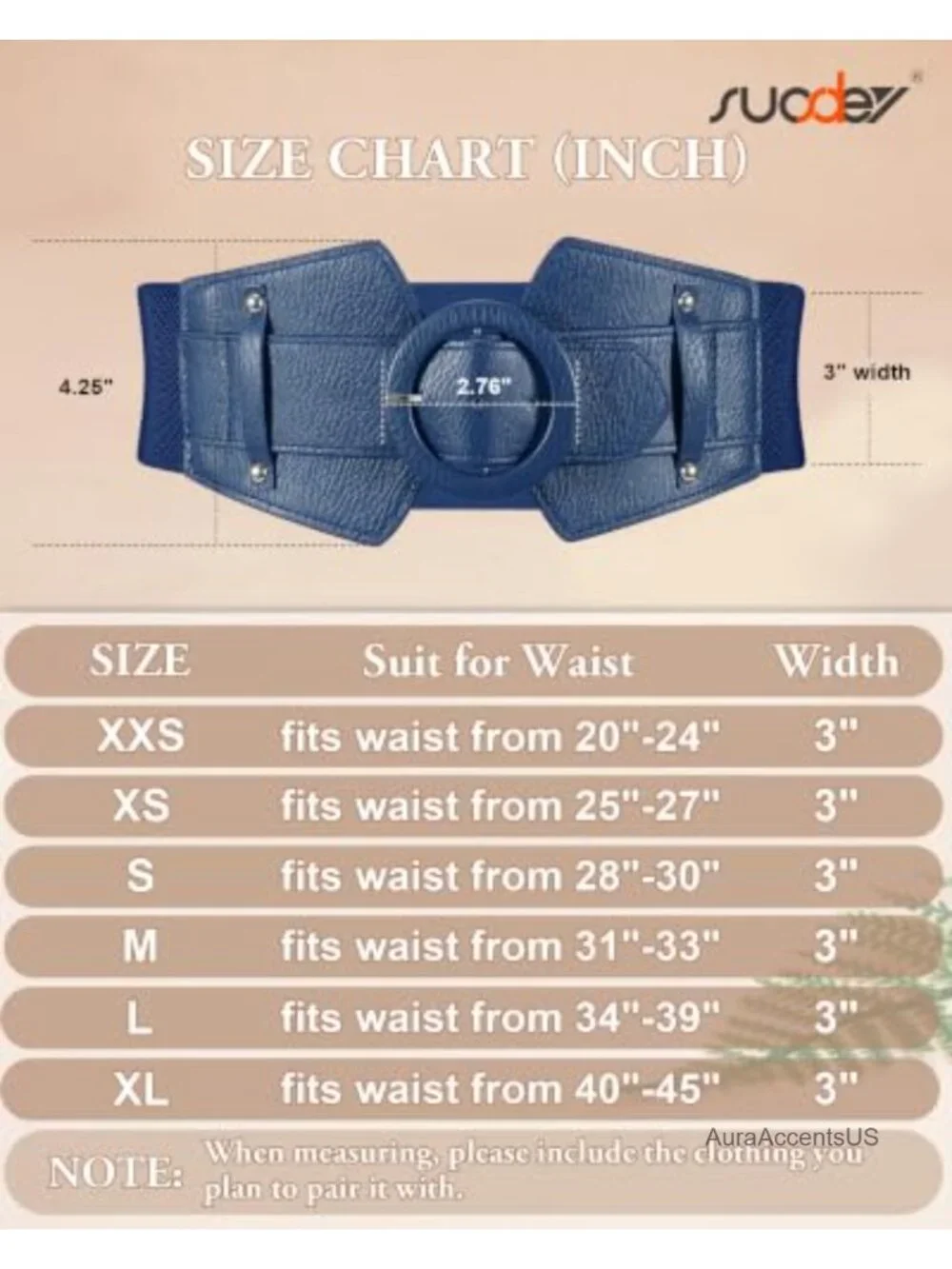 Wide PU Leather Elastic Waist Belt with Round Buckle for Dresses
